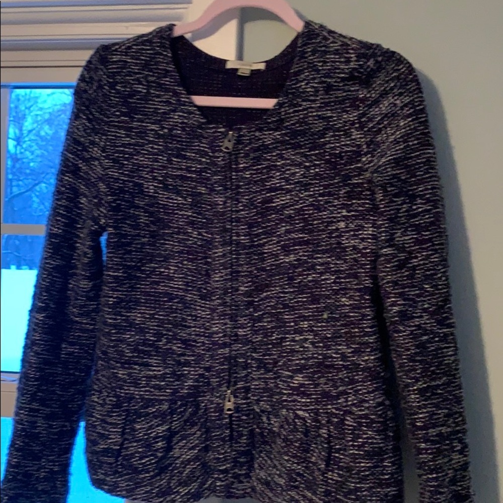 Jcrew Navy Tweed Peplum Detail Jacket. Like new!